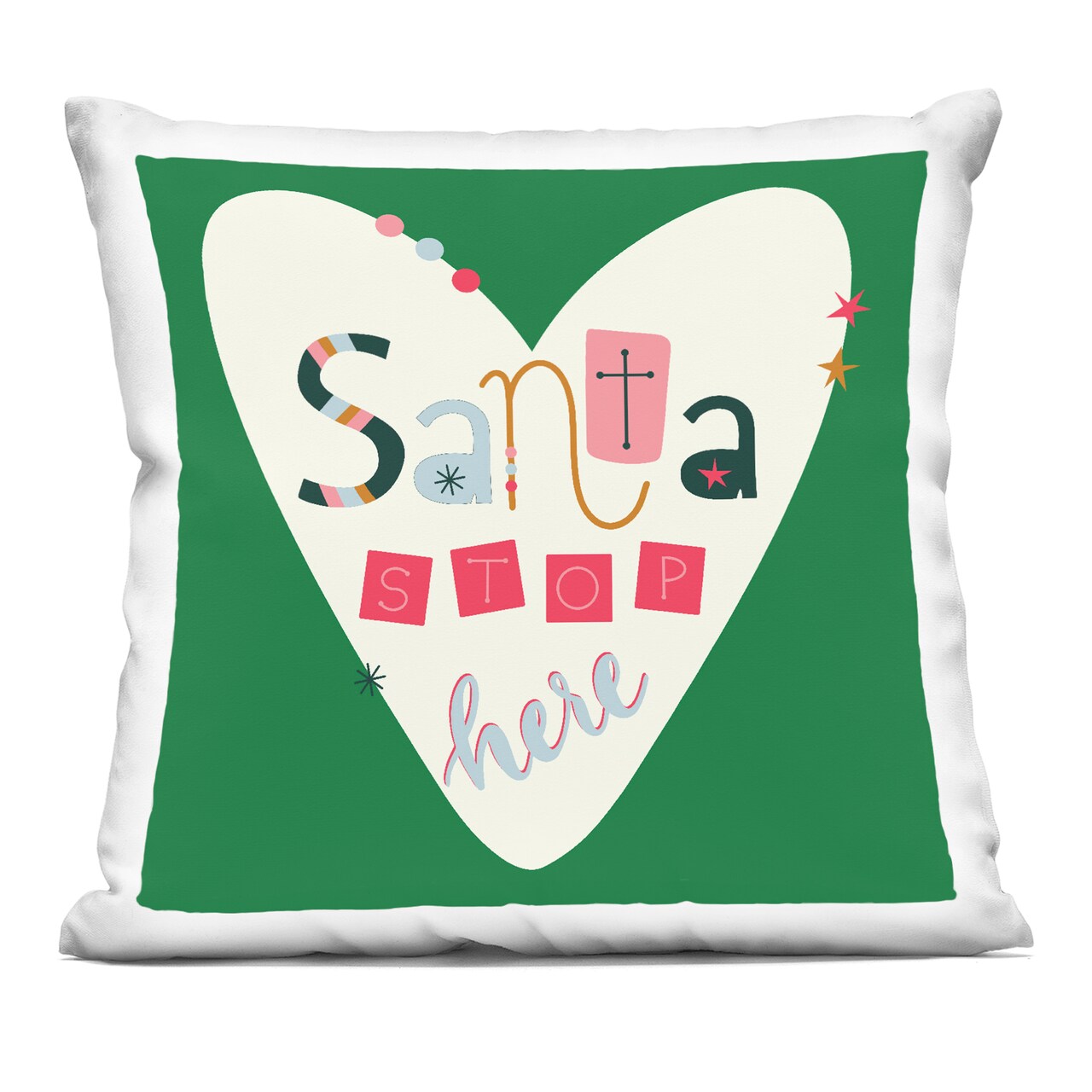 Stupell Industries Santa Stop Here Heart Decorative Printed Pillow design by Sazerelli Designs, 18 x 7 x 18